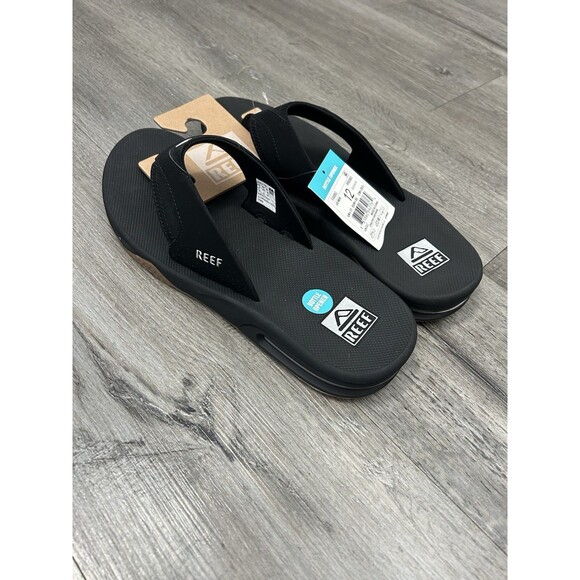 Reef Fanning Bottle Opener  Sandals T Post Strap Flip Flop Black Mens US 12 - Picture 2 of 9